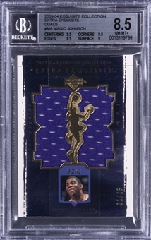 2003-04 UD "Exquisite Collection" Extra Exquisite Duals #MA Magic Johnson Dual Jersey Card (#11/25) - BSG NM-MT+ 8.5